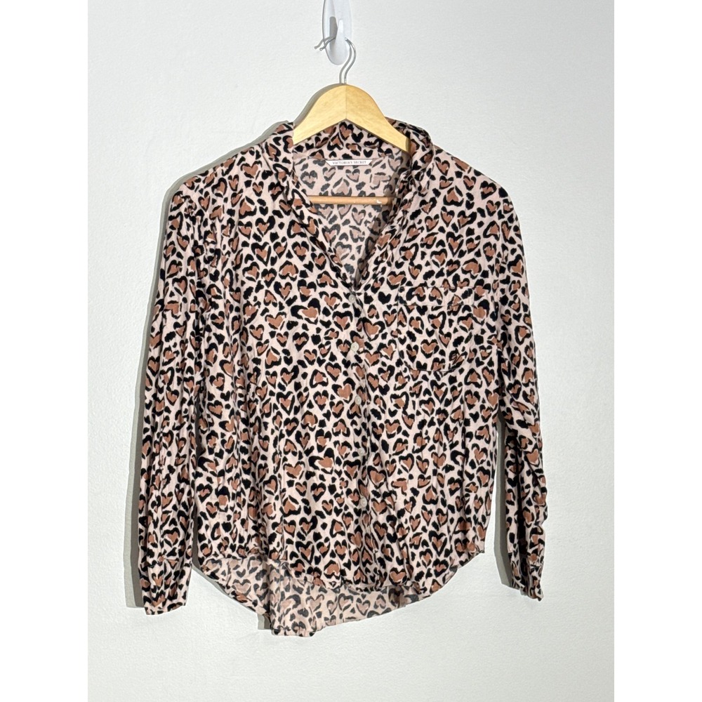 Victoria's Secret Leopard Heart Pajama Set Womens M Leisure Loungewear Sleep